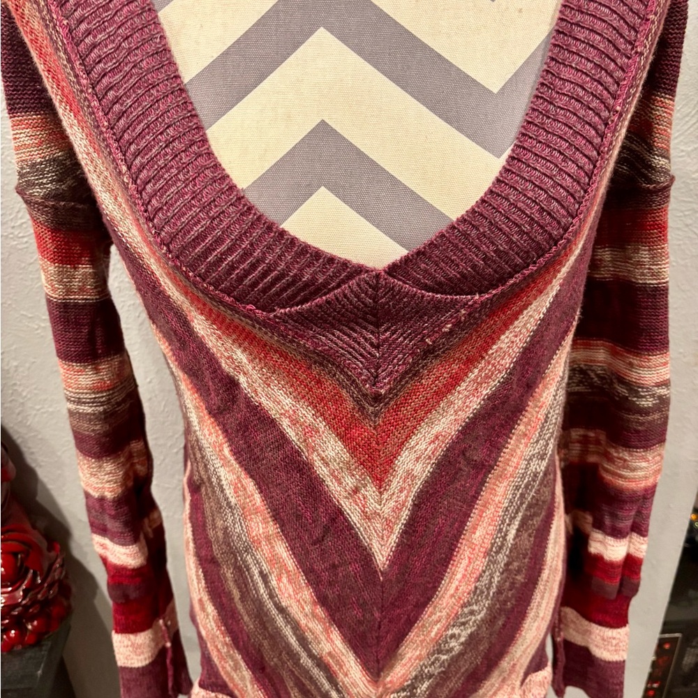 VINTAGE Free People Red and Purple Knit Sweater Dress - Picture 2 of 9